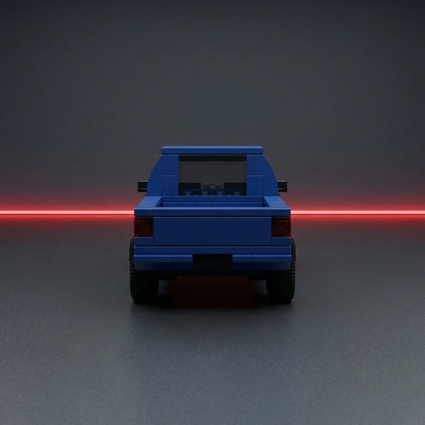 blue pickup brick car model rear view small pickup design