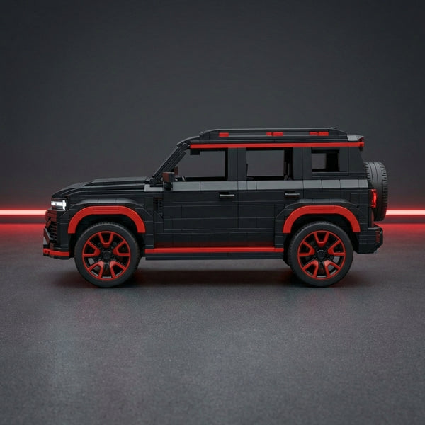 black off road suv brick model side profile with roof lights