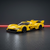 yellow racing brick car model front angle view with rear wing